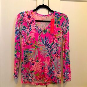 Brand New - Lilly Pulitzer Knit Long Sleeve Top Plumeria Pink Im Feline Fine